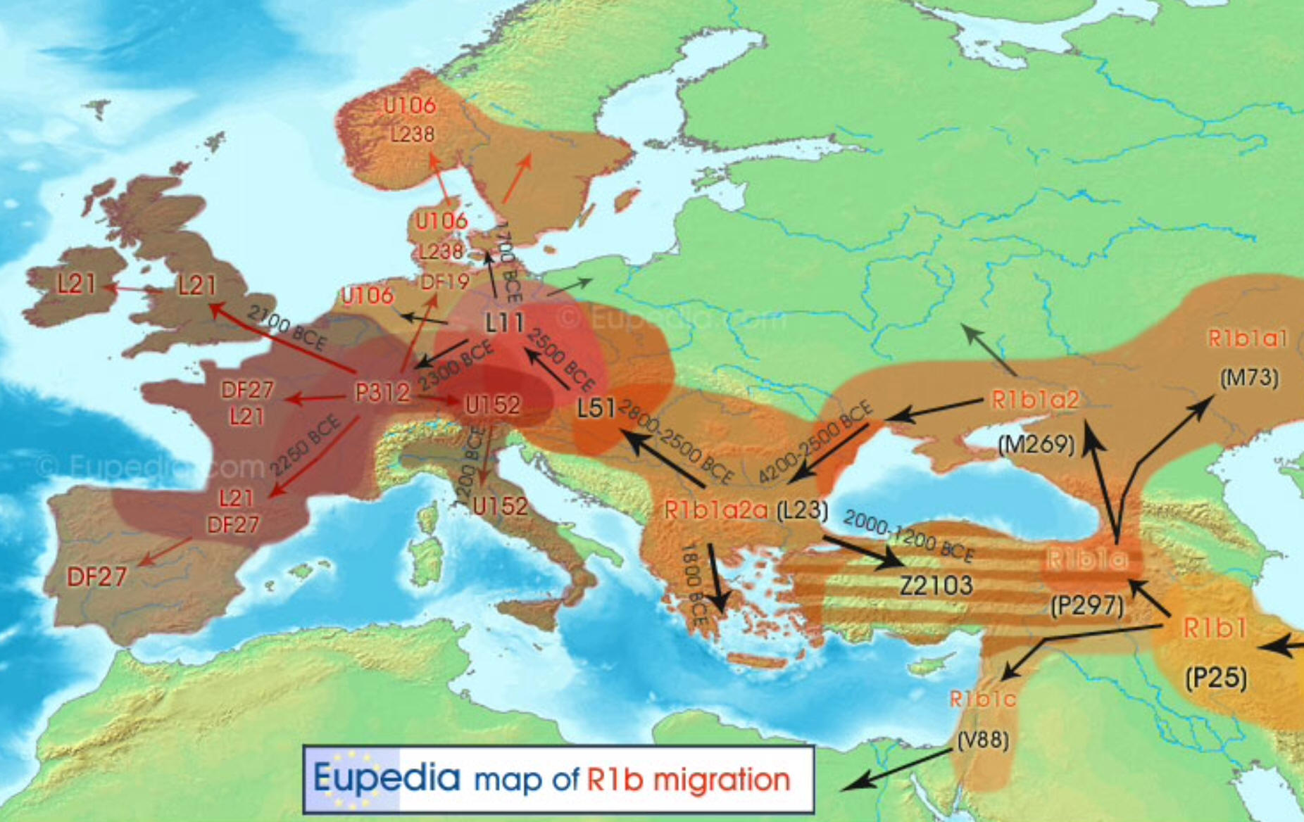 R1b Migration Map